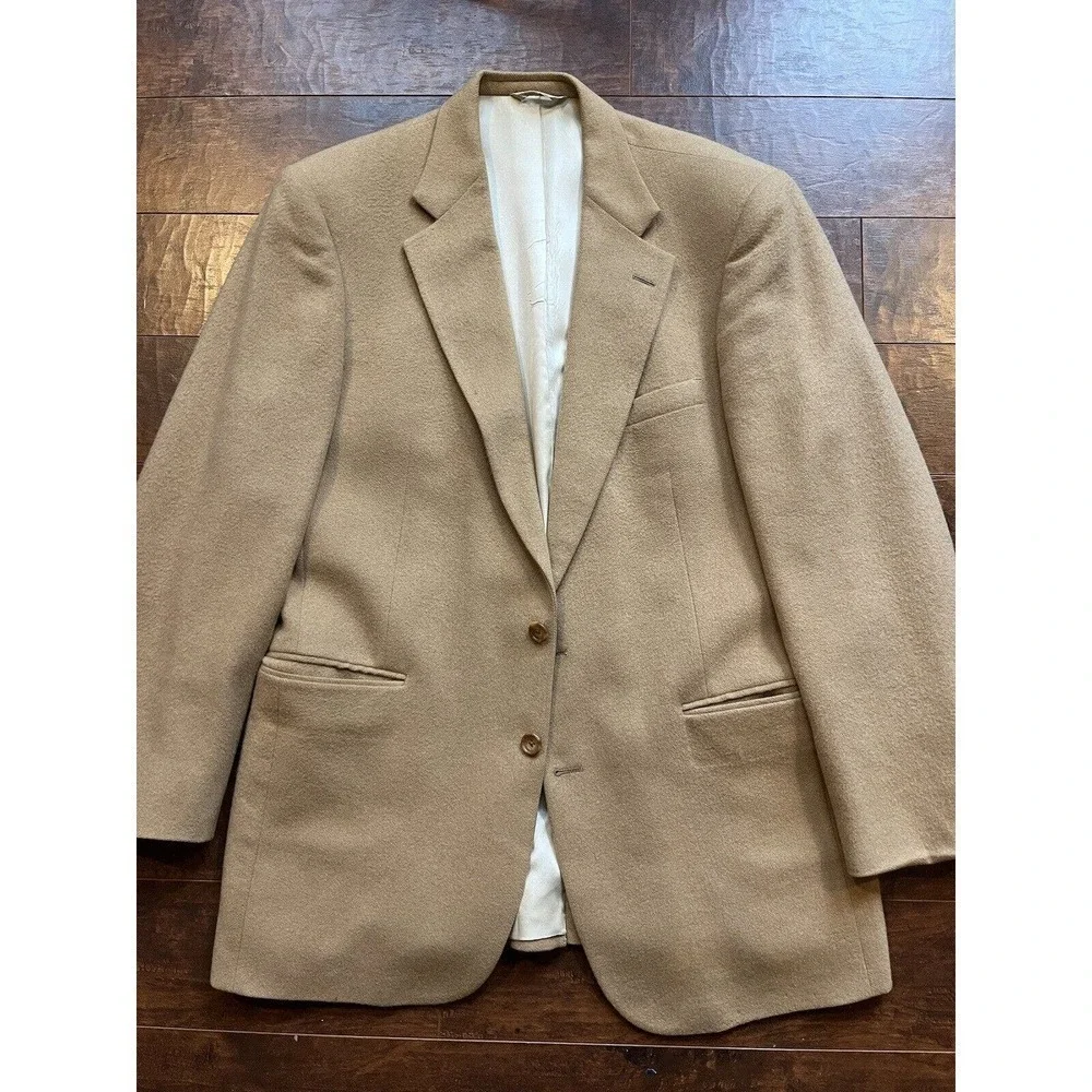 Chaps Ralph Lauren Blazer Mens Tan Camel Hair Sports Coat Suit Jacket